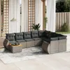 vidaXL 10-tlg. Garten-Sofagarnitur mit Kissen Grau Poly Produktbild-Vorschau 2