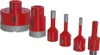 A set of red diamond drill bits and hole saws with silver diamond-coated edges, arranged on a white background. Produktbild-Vorschau
