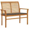 vidaXL Gartenbank mit Taupe Auflage 112 cm Massivholz Teak Produktbild-Vorschau 2