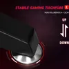 A close-up of a gaming desk leg with a leveling foot, accompanied by text and icons indicating adjustability. Náhľad obrázku produktu