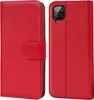 A red flip case for a smartphone, shown open and closed. Produktbild-Vorschau