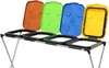 A multi-compartment trash can stand with four open lids in different colors. Podgląd zdjęcia produktu