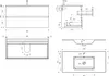 Technical drawings and dimensions of a bathroom vanity set. Produktbild-Vorschau