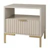 Nachttisch Kaschmir Beige 42x30x45 cm mit 1 Schublade – Produktbild-Vorschau 1