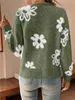 ASKSA Cardigan Femme Col V Manches Longues Motif Fleurs Voir les images du produit 6