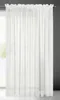 A white sheer curtain hanging from a rod. Náhled obrázku produktu