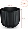 A black planter pot with dimensions and capacity indicated. Voir les images du produit
