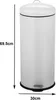 A tall, cream-colored pedal bin with a black base and lid rim, shown with dimensions indicated. Produktbild-Vorschau
