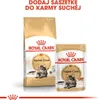 A bag of Royal Canin Maine Coon dry cat food and a pouch of Royal Canin Maine Coon wet cat food are displayed side-by-side against a white background. Text overlays indicate it is an additive for dry food. Náhled obrázku produktu