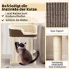 Kratzbaum mit Plüschsitz, Sisalstämmen und Ball, Beige Produktbild-Vorschau 4