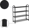 A black metal shoe rack with four shelves. Produktbild-Vorschau