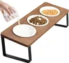 Erhöhter Katzennapf Set Keramik Holz, Futterstation Produktbild-Vorschau 1