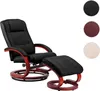 A black massage recliner chair with a matching ottoman, shown on a white background. Three color swatches (black, burgundy, and cream) are displayed to the right of the chair. Produktbild-Vorschau