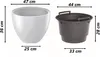 Two planters are shown side-by-side with dimensions indicated by measurement lines and text. Produktbild-Vorschau