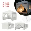 A collage of images showing a white party tent from different angles, including one with a person inside reading a book. Voir les images du produit