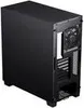 A black computer tower case is shown from a rear-diagonal angle against a white background. Produktbild-Vorschau