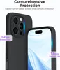 A close-up marketing image showing a black phone case with raised lips for screen and camera protection. Anteprima dell’immagine prodotto