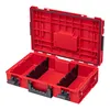 An open red modular tool case with black dividers and latches, shown against a white background. Produktbild-Vorschau