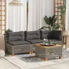 vidaXL Gartensofa ohne Armlehnen mit Kissen Grau Poly Produktbild-Vorschau 3