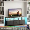 Mueble de TV INONEFT con 3 cajones de tela y luces LED, Vista previa de la imagen del producto 3