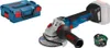 A Bosch angle grinder, its case, and a circuit board are displayed against a white background. Produktbild-Vorschau