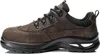 A side view of a brown work boot with black laces and sole. Produktbild-Vorschau