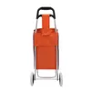A shopping cart with an orange bag and wheels, shown from the back. Produktbild-Vorschau