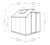 A line drawing diagram of a greenhouse with dimensions indicated. Produktbild-Vorschau