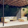 Möbel 7-tlg. Garten-Lounge-Set mit Creme Kissen Massivholz Produktbild-Vorschau 1