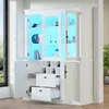 Merax Vitrine élégante en verre avec 2 tiroirs et 4 portes Voir les images du produit 3