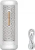 A white cylindrical dehumidifier with a charging cable next to it on a white background. Voir les images du produit