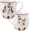 Two mugs with a Christmas-themed snowman design. Voir les images du produit