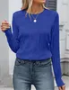 ASKSA T-shirt femme col rond plissé Manches longues Basic Voir les images du produit 5