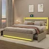 CDGlobal Lit rembourré 140x200cm avec USB et Type-C, Lit Voir les images du produit 4