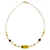 Kette Drahtkette mit Glasperlen Olive mattgelb-braun 42cm Produktbild-Vorschau 1