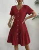 ASKSA Damen Sommerkleid Button Down Leinenkleid Strandkleid Produktbild-Vorschau 5