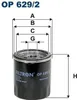 A diagram showing the dimensions of an oil filter, with the filter itself shown in the foreground. Podgląd zdjęcia produktu