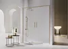 A modern bathroom with a glass shower enclosure and gold fixtures. Produktbild-Vorschau