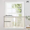 A window with two sheer curtains hanging, showing measurements. Anteprima dell’immagine prodotto