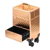 Kosmetikkoffer auf Rollen Aluminium Rose Gold 40L Make-up Produktbild-Vorschau 3