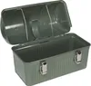 An open green metal lunch box is shown against a white background. Podgląd zdjęcia produktu