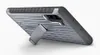 A silver and black phone case with a kickstand is shown from a side angle on a white background. Produktbild-Vorschau