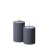 LED Stumpenkerze MIA - Kunststoff - realistische 3D Flamme - H: 10cm - outdoor - grau Produktbild-Vorschau