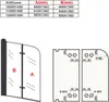 A size chart and technical drawing of a shower screen. Anteprima dell’immagine prodotto