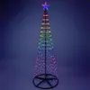 A cone-shaped Christmas tree decorated with colorful LED lights and a star on top, set against a dark blue background. Podgląd zdjęcia produktu