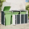 A trash can storage unit with three compartments, shown outdoors against a brick wall. Produktbild-Vorschau