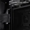 Close-up view of the internal components of a computer case, focusing on cable management and connector compatibility. Produktbild-Vorschau