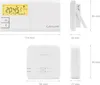Product dimensions and views of a white thermostat. Produktbild-Vorschau