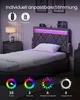 A bedroom scene featuring a bed with LED lighting, nightstands, and decorative elements. Produktbild-Vorschau