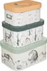 Three stacked storage boxes with a woodland animal theme. Produktbild-Vorschau